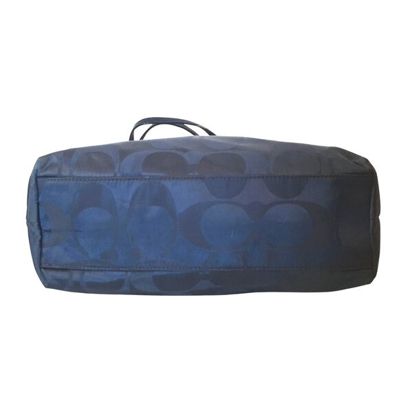 Coach Laura Signature Tote Navy Blue Textile & Patent Leather Large 12 X 12 - Picture 7 of 10